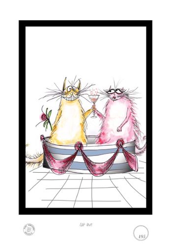 Cat Love - Fun Cat Cartoon Print by Tony Fernandes